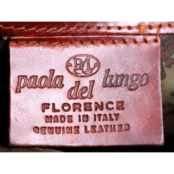 Paola del Lungo TOOLED RED BROWN REAL LEATHER FLAP SHOULDER BAG X-BODY - Picture 9 of 13